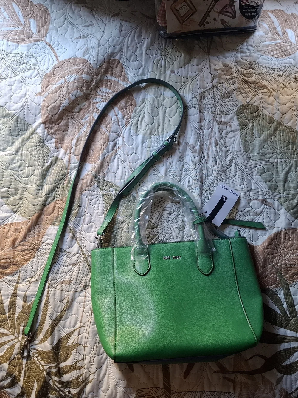 Nine West Green Leather Tote Bag